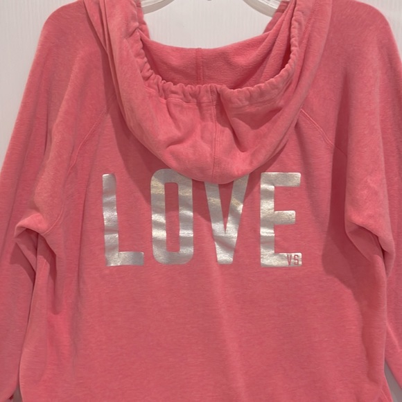 Victoria Secret’s V-Neck Pink Hoodie Sweatshirt Sequin Trim Women’s Size L NWOT - Picture 5 of 15